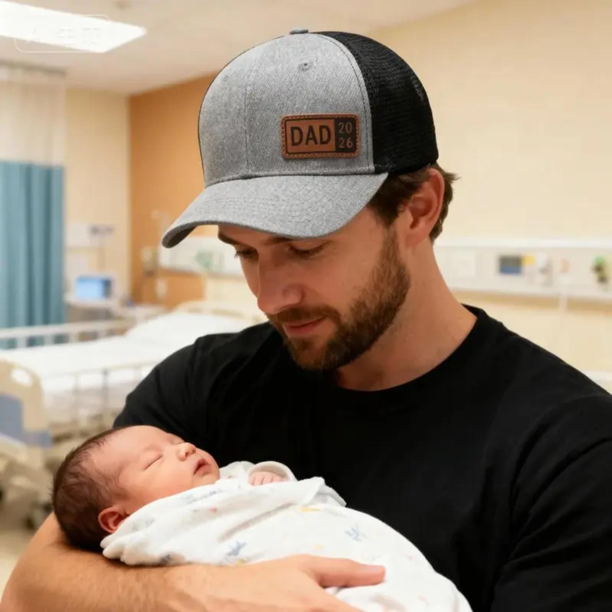 Dad Est 2026 Hat First Fathers Day Gift for New Dad Adjustable Papa Trucker Baseball Cap with DAD 2026 Patch Comfortable Fit and Stylish Design Personalized Dad Hat