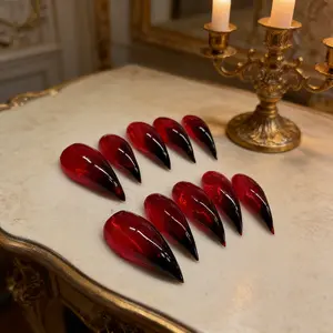 Handmade Dragon Claw Short Nail Tips, Gradient Glossy Finish, Cat Claws Design, High Transparency, Single Item Pack, Glossy Acrylic Nails