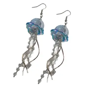Handcrafted Jellyfish Earrings Charm Unique Fashion Ear Hook Jewelry for Women