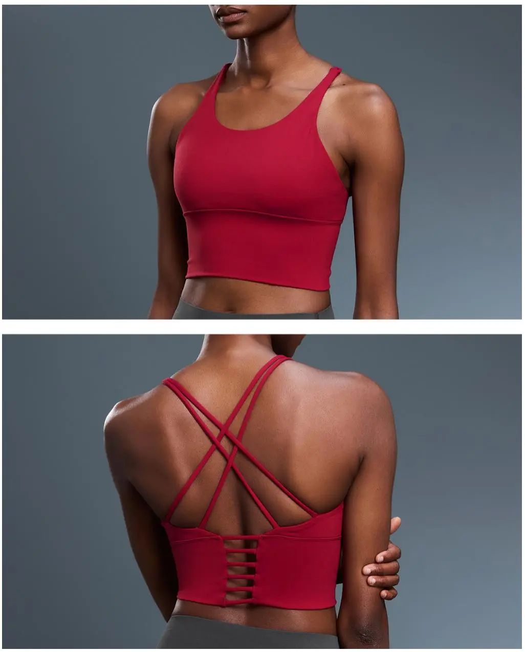 flxboo cross back longline sports bra women workout yoga gym activewear top multi strap athletic ribbed medium support removable pads breathable quick dry
