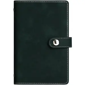 A6 PU Leather Notebook Binder Refillable 6 Ring Planner Cover with Dividers Pockets Travel Journal Folder Soft Cover Loose Leaf Binder Protector for Meeting Filler Paper  (Dark Green)