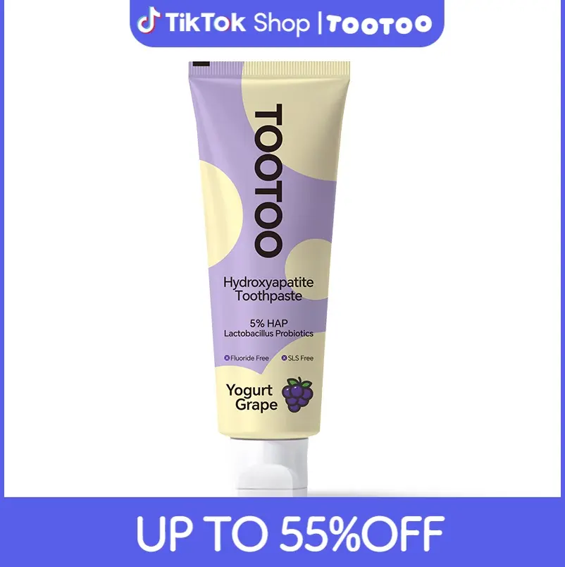 tootoo Fluoride-Free Preschooler Toothpaste Natural Grape Yogurt Probiotics HAP Xylitol Daily Oral Care 4.23oz