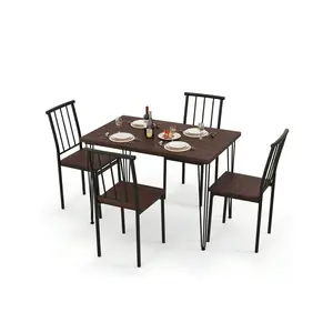 High quality  Gymax 5 Piece Dining Small Space Kitchen Table Set For 4 Walnut