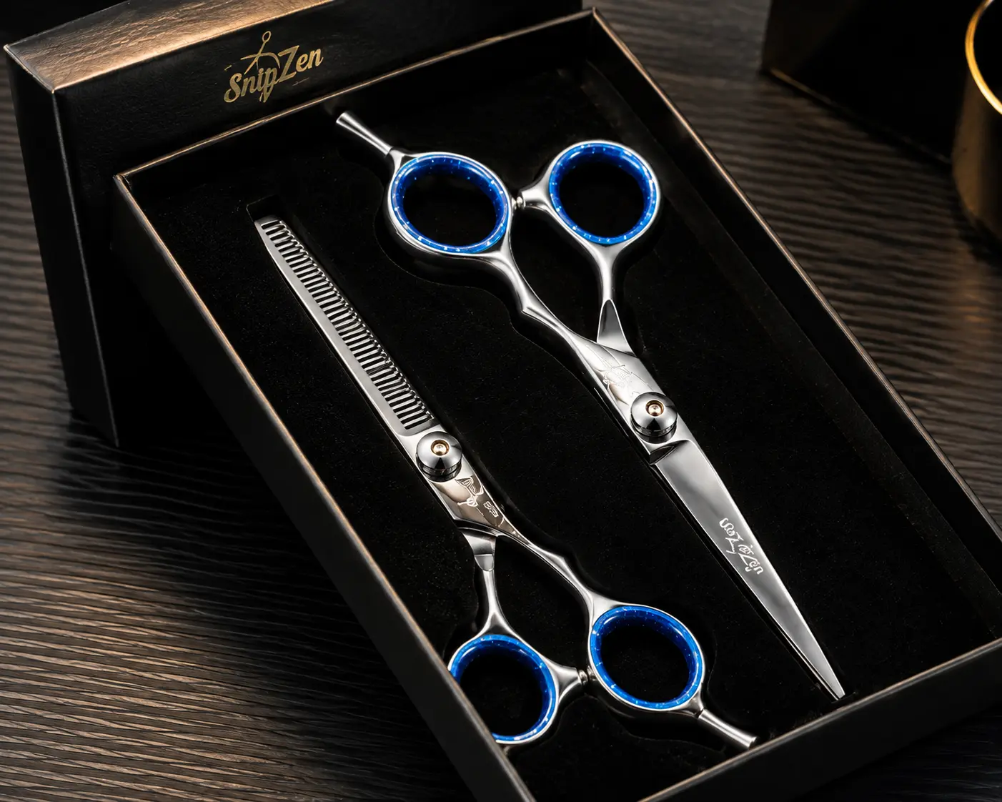 SNIPZEN Professional Razor Edge Series 6.5 In Barber-Grade Hair Cutting Scissors Set, Durable High Performance Barber Equipment for Youth & Salon Use, Thinning/Texturizing Shears Kit
