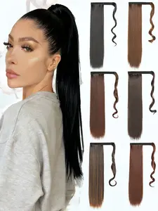 KAIRIYA 22 Inch Long Straight Ponytail Extension - Natural Fluffy Synthetic Hairpiece Hair Weave Extensions for Women, Perfect for Holiday Parties & Daily Use, Synthetic Hair Pieces