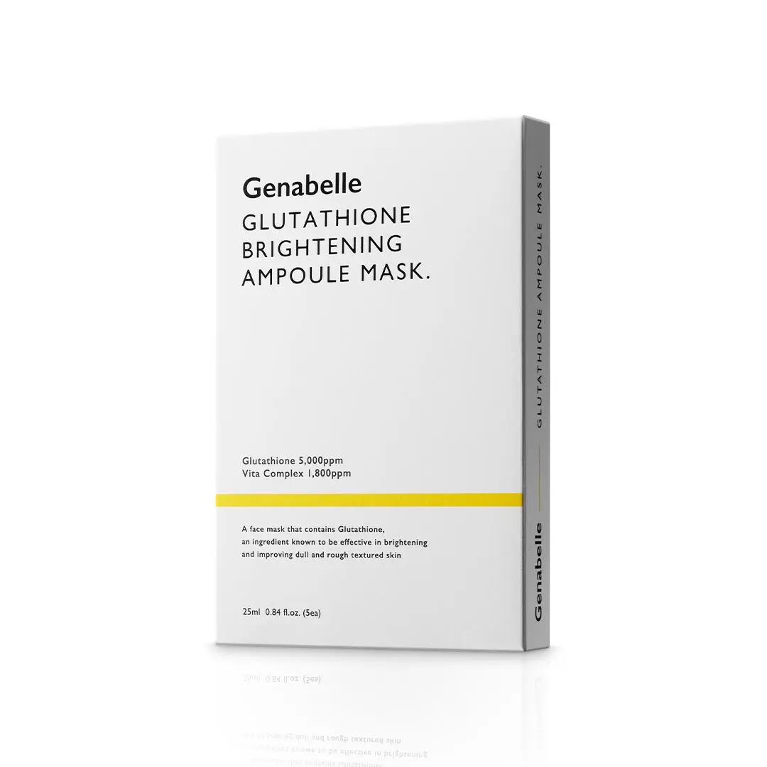 Genabelle Glutathione Brightening Ampoule Mask 5pcs - Glow & Moisture Boosting Sheet Mask | Radiance Care for Uneven Skin Tone