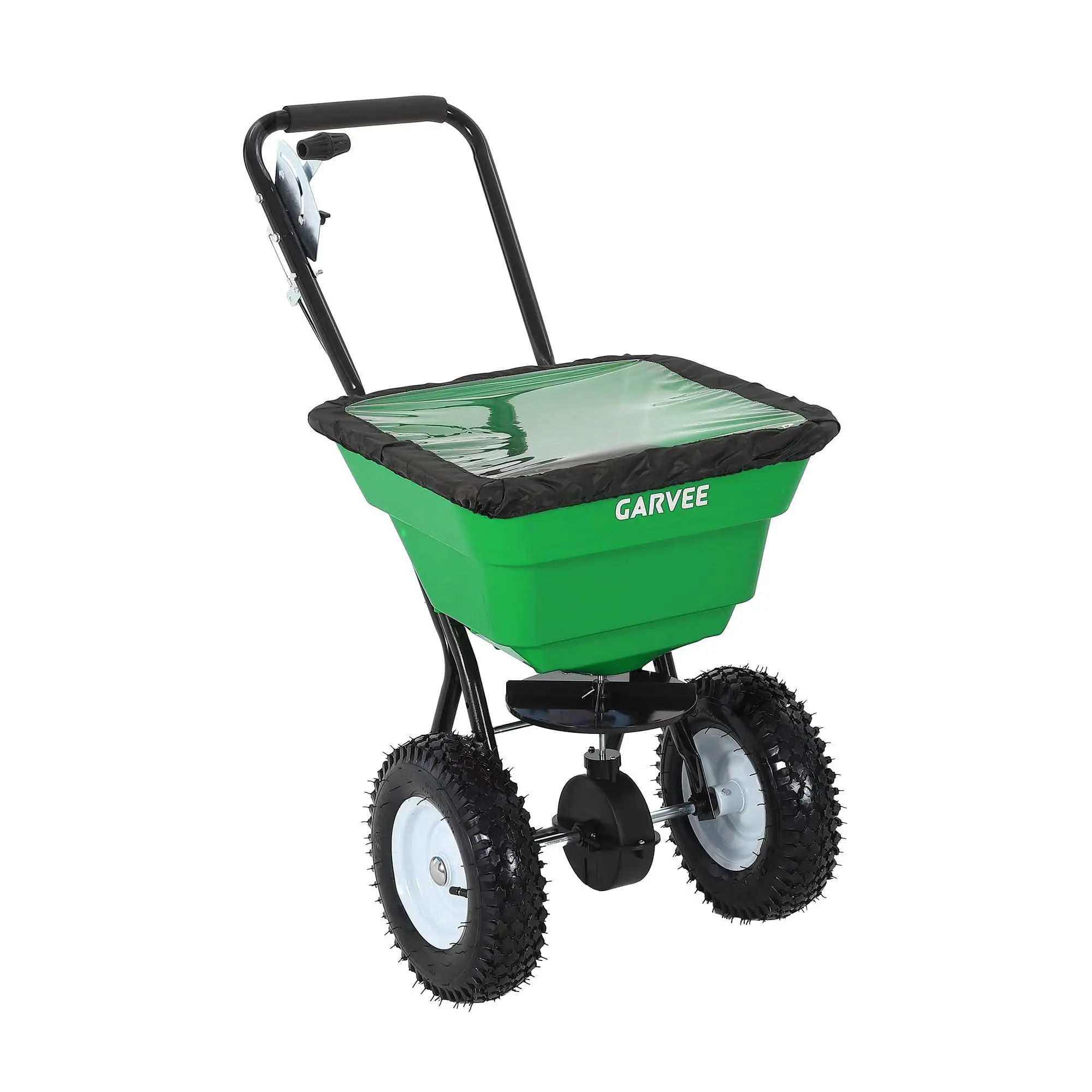 80 lb Push Broadcast Spreader, 12FT Spread Width, 13in All-Terrain Wheels & Adjustable Flow for Seed, Fertilizer, Salt & Ice Melt, Green
