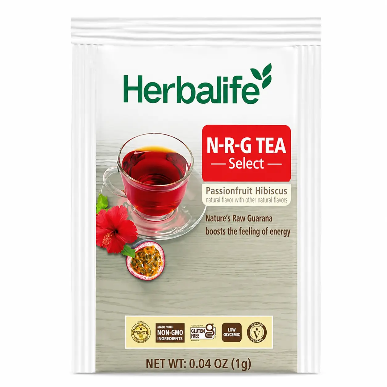 Herbalife NRG Tea Select Passion Fruit Hibiscus Drinks - 30 Single-Serve Packs, Low-Calorie Instant Caffeinated Beverage with Green Tea Extract for Adult Daily Energy Support