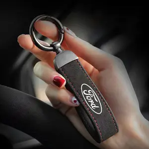 Vintage Classic Car Leather Keychain Ring, Zinc Alloy Key Chain for Ford Models, Durable & Stylish Accessory for Your Vehicle, Keyring