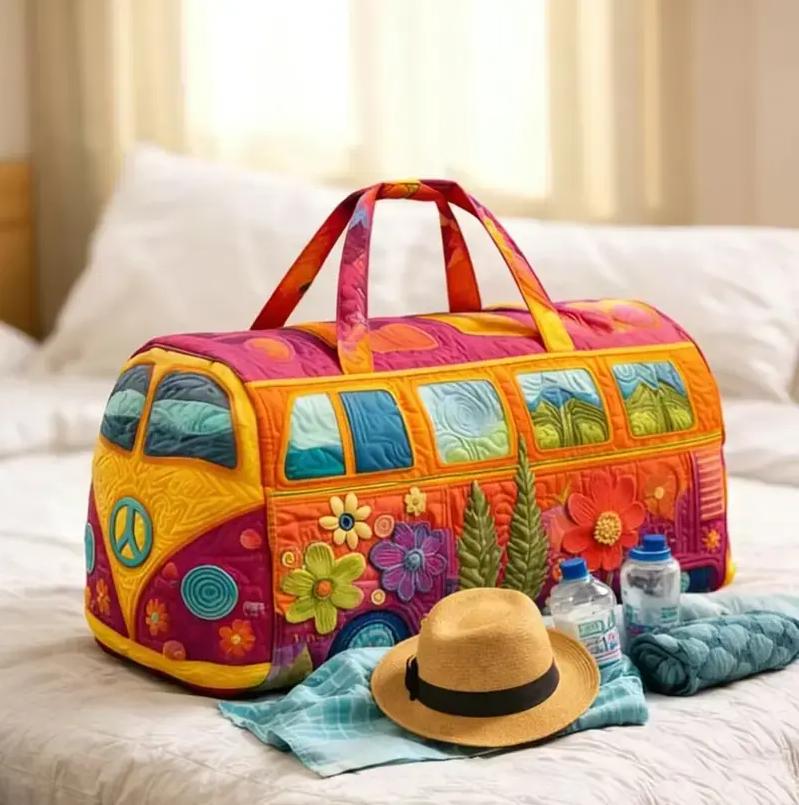 18 inch*9 inch*9 inch Unisex Boho Quilted Weekender Travel Bag, Lightweight & Comfortable, Hippie Design