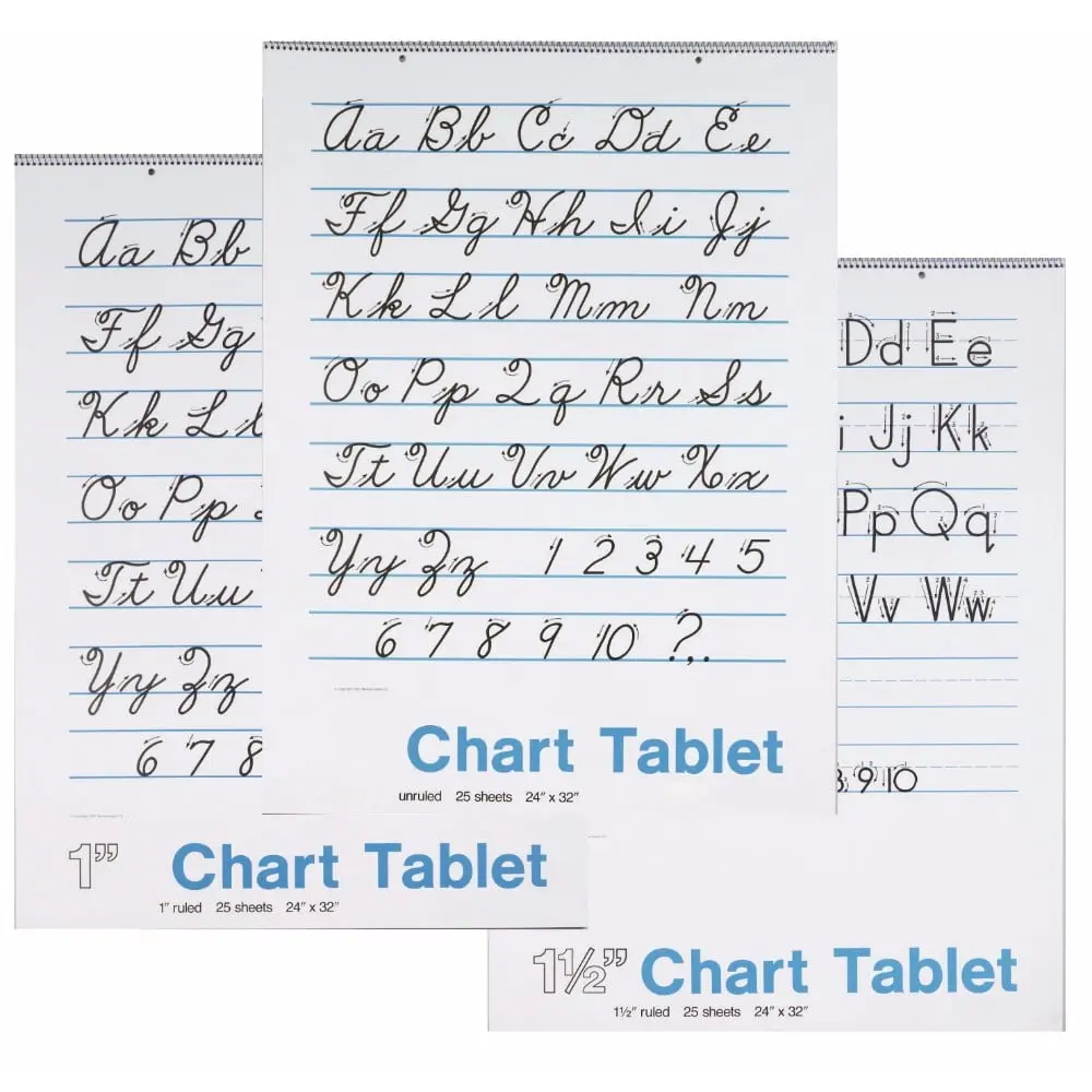 Pacon 085340 Chart Tablet Assortment - 24x32 in., White, 25 Sheets Each, Pack of 12 - Classroom, Office Paper for Students' Practice Writing