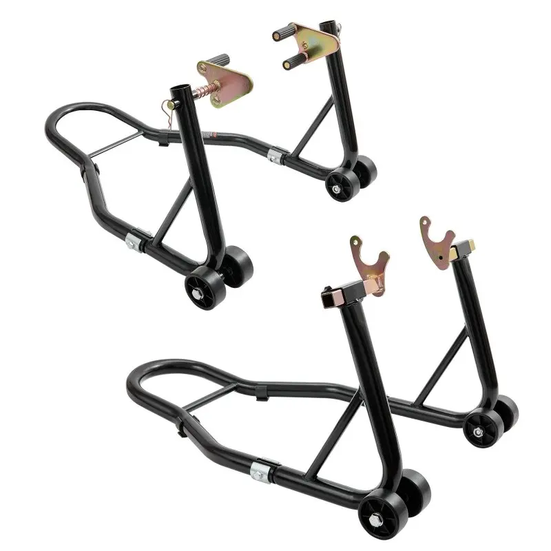 Motorcycle Stands Front Rear, 850lbs Front and Rear Combo Stand Lift with 4 Types of Adapters, Universal Motorcycle Paddock Stands Wheel Lift Stands for Parking, Maintenance, Cleaning