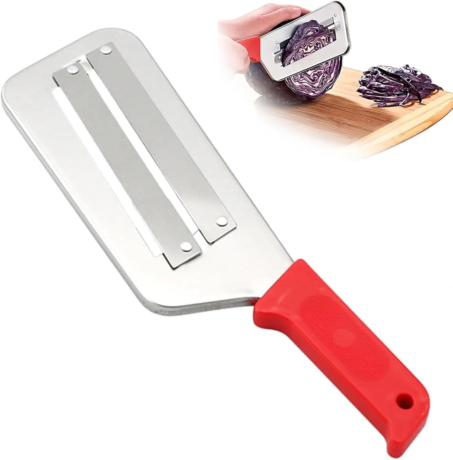 Cabbage Shredder Red Stainless Steel Fruit Vegetable Slicer for Kitchen Use 1 Pcs Julienne Peeler for Cabbage Potato and Veggie Prep Easy to Use Essential Tool