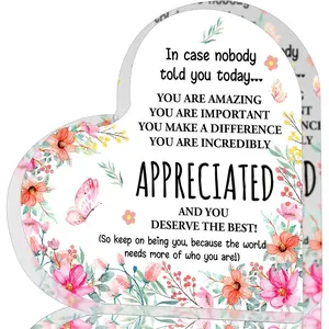 Appreciation Gifts for Women, Thank You Gifts, Affirmations Heart Shape Acrylic Sign, Inspirational Gifts, Office Gift, Graduation Gifts, Thank You Gifts for Women Nurse, Teacher, Boss, Coworker10x10cm