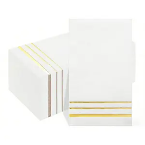 300 Pack Elegant Disposable Paper Napkins with Gold Foil Trim, 3-Ply Soft & Absorbent Guest Towels for Weddings, Birthdays & Anniversaries, Luxury Party Dinner Napkins, Cocktail Decorative Tissue for Upscale Events, 15.7x13", Gold/Silver