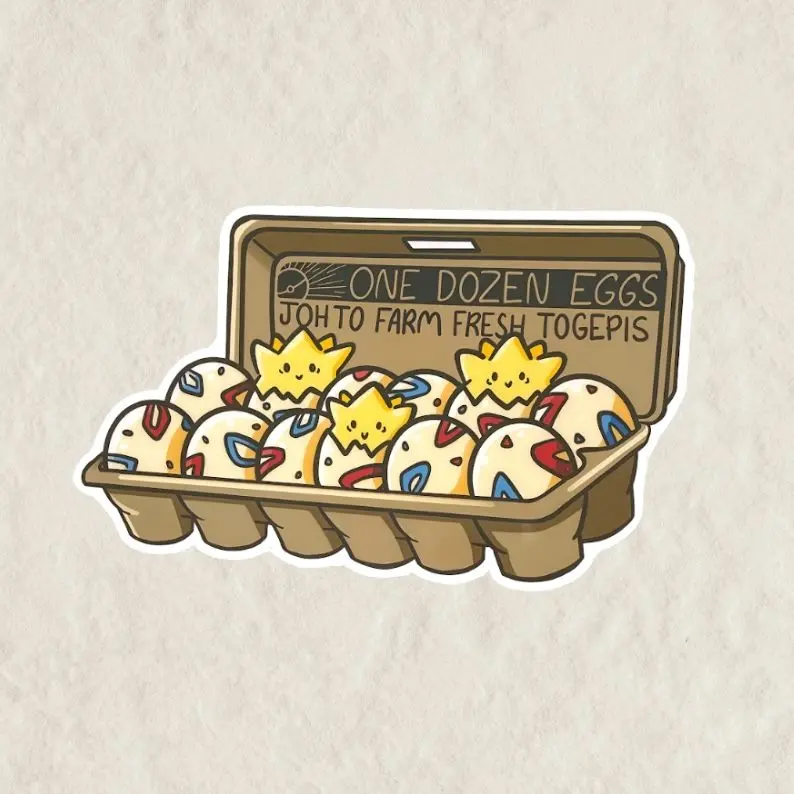 Togepis Christmas Sticker / Bumper Window Vinyl Decal Anime Sticker for Laptop, Water Bottle, Car, Gamer Gift