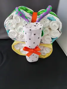 Butterfly diaper cake - Green polka dots
