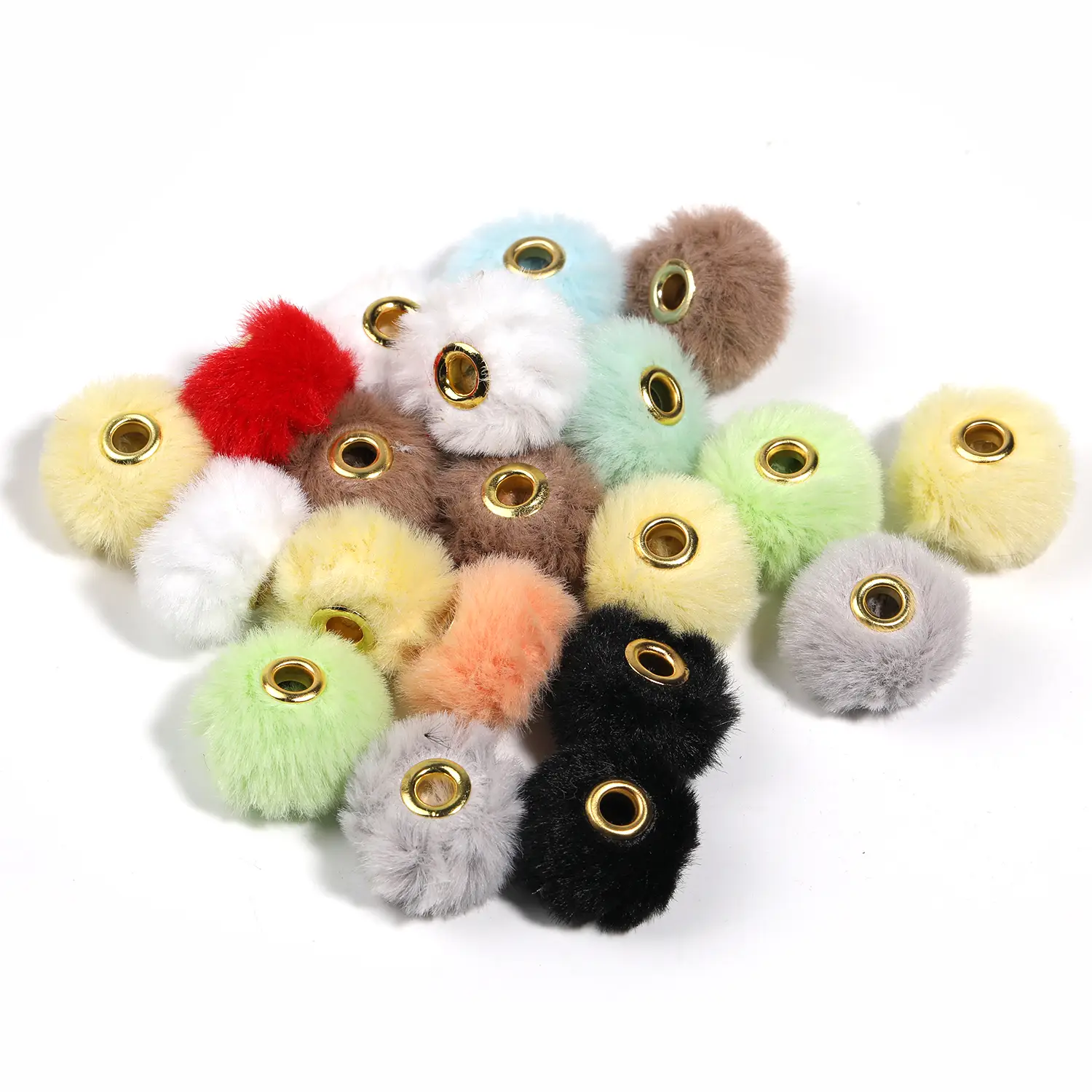 【B90】Qty 100 DIY accessories Straight hole hair ball loose bead Teddy ball big hole bead mobile phone chain decorative chain beaded