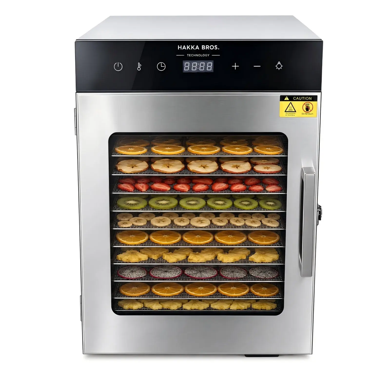 HakkaBros 800W Power Electric Food Dehydrator - 10-Tray Stainless Steel Commercial Food Dehydrator，Digital Adjustable Timer，for Beef Jerky, Fruits