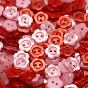 20 Pieces 1.1 Cm Pearl Flower Buttons, Macaron Color Five-Petal Flowers, Shirt Sweater Coat Buttons, Clothing Accessories