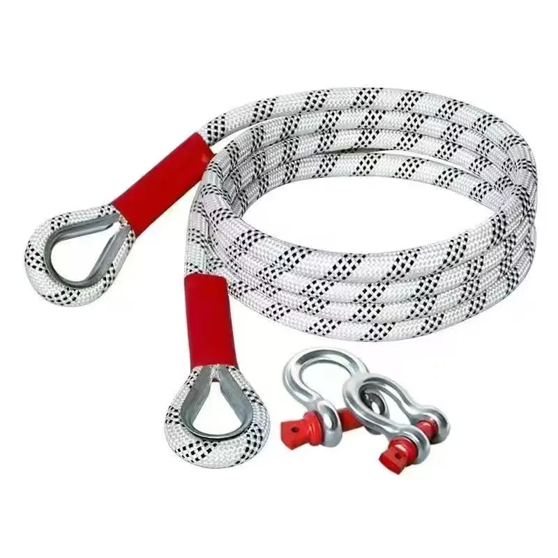 3 Ton 5M Heavy-Duty Tow Rope, Off-Road Recovery Tow Strap with D-Shackles, Emergency Towing Rope for Car/SUV/Truck