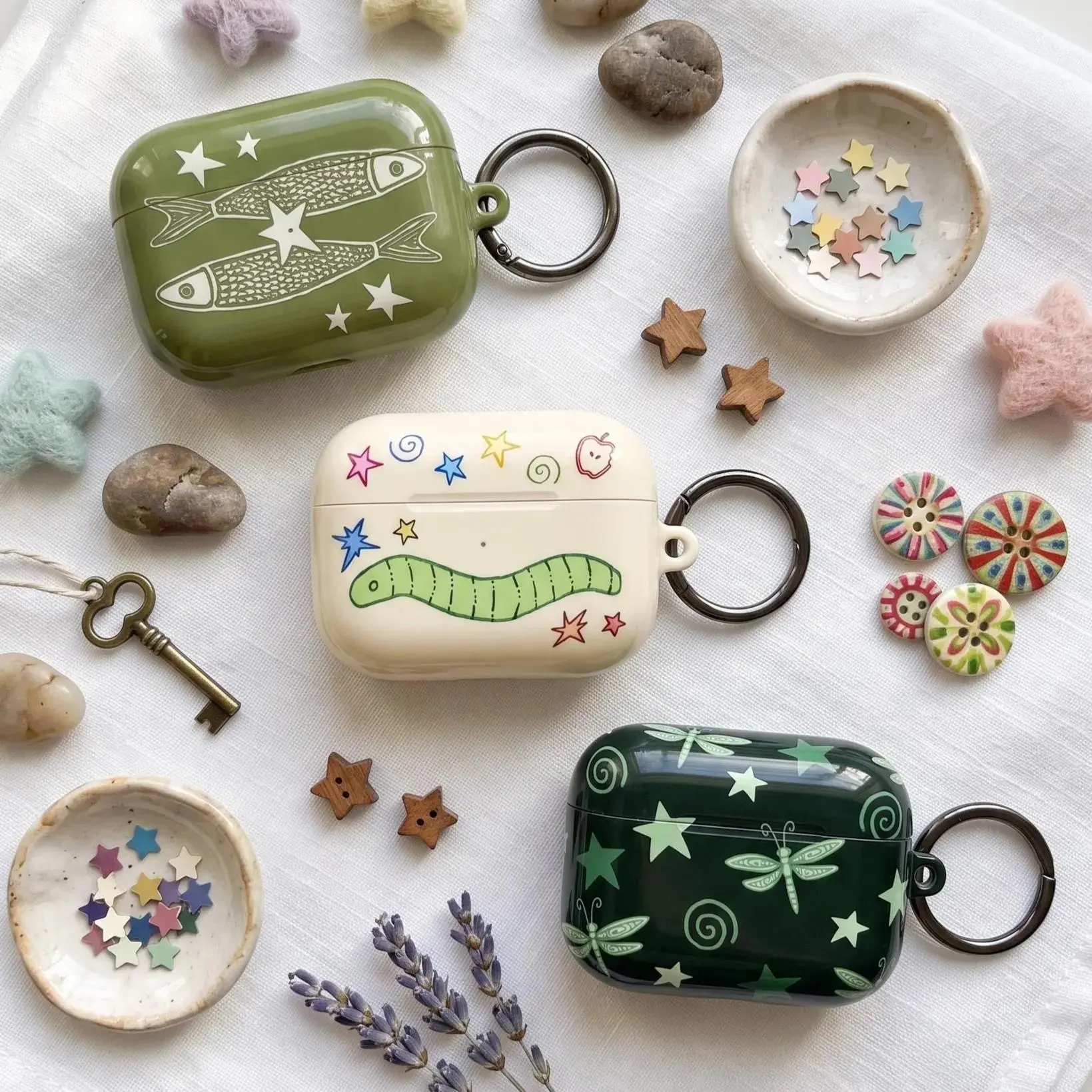 Whimsical Nature AirPods Case, Cottagecore AirPods Cover, Dragonfly AirPods Case, Fish AirPods Case, Cute AirPods Pro Case, Retro Aesthetic