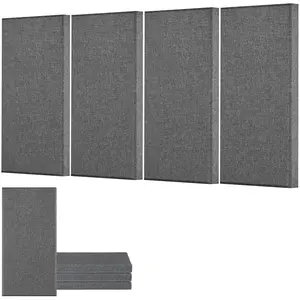 4 Pcs Acoustic Wall Panels, 2-Inch Thick, 23.6 By 11.8 Inches, Self-Adhesive Gray Sound Absorbing Wall Panels For Studio, Home Theater, Office, DIY Room Treatment, Easy Install, Noise Reduction, Removable And Reusable