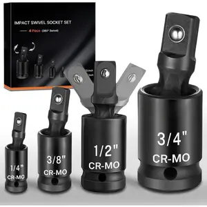 Universal Joint-Socket,  Swivel Socket Set, 4-, 1/4-Inch, 3/8-Inch, 1/2-Inch,3/4-Inch Drive Set.