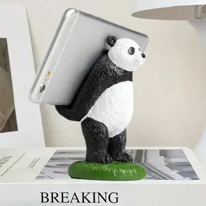 Panda Phone Stand, Home Decorative Ornament, Desk Phone Holder, Standing Panda Phone Holder, Cartoon Panda Figures, Office Desk Decoration, Creative Resin Craft, Non-Slip Base, Perfect for Friend Holiday Gifts