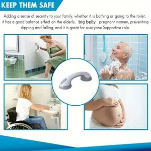 2 Piece Shower Handle Set, Bathtub and Shower Grab Bar, Suction Cup Handles for Disabled Elderly, Safe Bathroom Aid, Tile Glass Hard Plastic