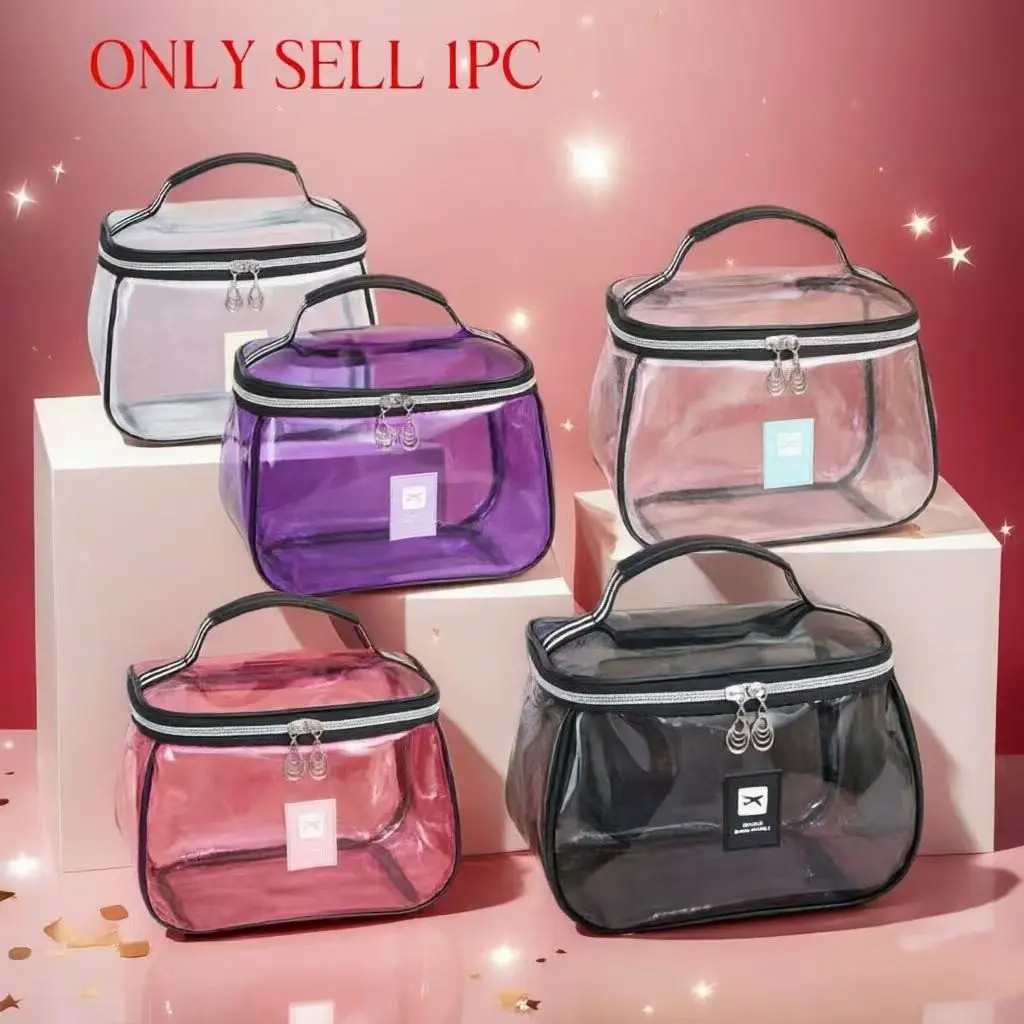 New Portable Transparent Makeup Bag, High-Quality Waterproof Large Capacity, Travel Essential for, Dates, Festivals, Cosmetic Bag, Makeup Storage Bag, Makeup Organizer Pouch, Clear Cosmetic Bag, Cosmetics Bag, Travel Accessory, Cosmetic Travel Bags