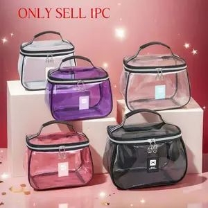 New Portable Transparent Makeup Bag, High-Quality Waterproof Large Capacity, Travel Essential for, Dates, Festivals, Cosmetic Bag, Makeup Storage Bag, Makeup Organizer Pouch, Clear Cosmetic Bag, Cosmetics Bag, Travel Accessory, Cosmetic Travel Bags
