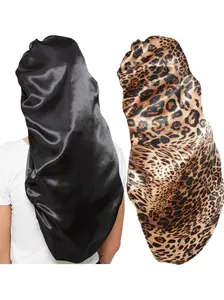 Women's Extra Large Satin Sleep Bonnet, Leopard Design, Soft & Stretchy Material, Unisex Silk-Like Nightcap for All Hairstyles
