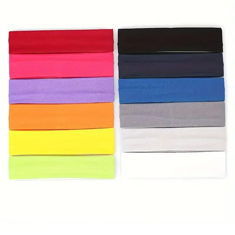 18 Pcs Women's Multi-Color Sports Elastic Sweat-Absorbent Headbands, Yoga Running Hair Accessories, All Seasons, Sweat Absorbing Headband