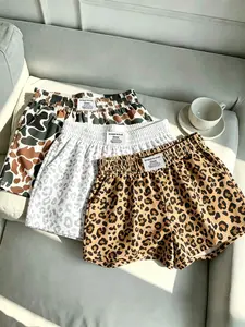 3-Pack Women's Loose-Fit Lightweight Shorts, Elastic Waist, Sporty Style, Plain Surface, All Seasons, Summer Camo & Leopard Print