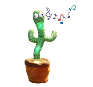 Cactus Doll -- 120 Songs USB Dancing Cactus Toys with LED Light Up Repeats What You Say Adjustable Volume Musical Light Up Toy for Kids and Gifts
