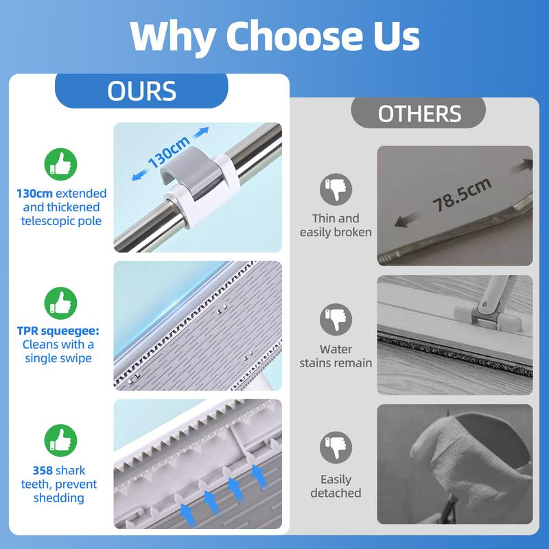 2026 Upgraded Snap Grip Mop Extendable – Contactless Flat Mop for Wet and Dry Cleaning Includes 1 Mop and 6 Microfiber Cloths Locking Head for Floors Walls Corners & Tight Gaps