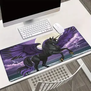 1pc Pegasus & Purple Wings HD Printed Desk Mat - XXL Gaming Mouse Pad, Non-Slip Rubber Base, Multi-Functional Office & Home Computer Mat for PC, Keyboard, and Mouse - Ideal Gift for Gamers and Tech Enthusiasts, Gaming Desk Mat |   Mythical Theme |   Nonsl
