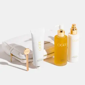Ogee Complete Cleanse 3-Step Organic Cleansing Routine with Liquid Gold Cleansing Oil Botanical Brilliance Exfoliating Cleanser & Luminous Botanical Face Mist for Double-Cleanse and Moisture Restoration