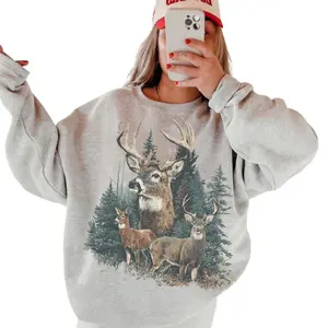 Vintage Deer Sweatshirt, Retro 90s Western Graphic Crewneck Cute Country Sweatshirt, Hunting Season Crewneck Country Girl