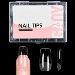 Medium Square Fake Gel Nail Tips, 12 Sizes False Full Cover Acrylic Press on Nails, 240Pcs Soft Half Matte Tips