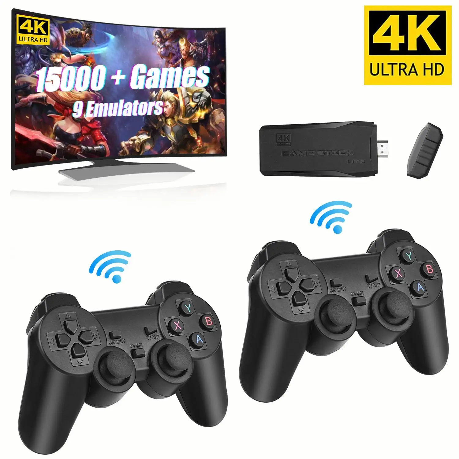 M8 Retro Game Console with 2 Wireless Controllers, Built-in 9 Emulators, 4K Ultra HD, Cable, Bluetooth, Quick Delivery for Classic Gaming Experience s