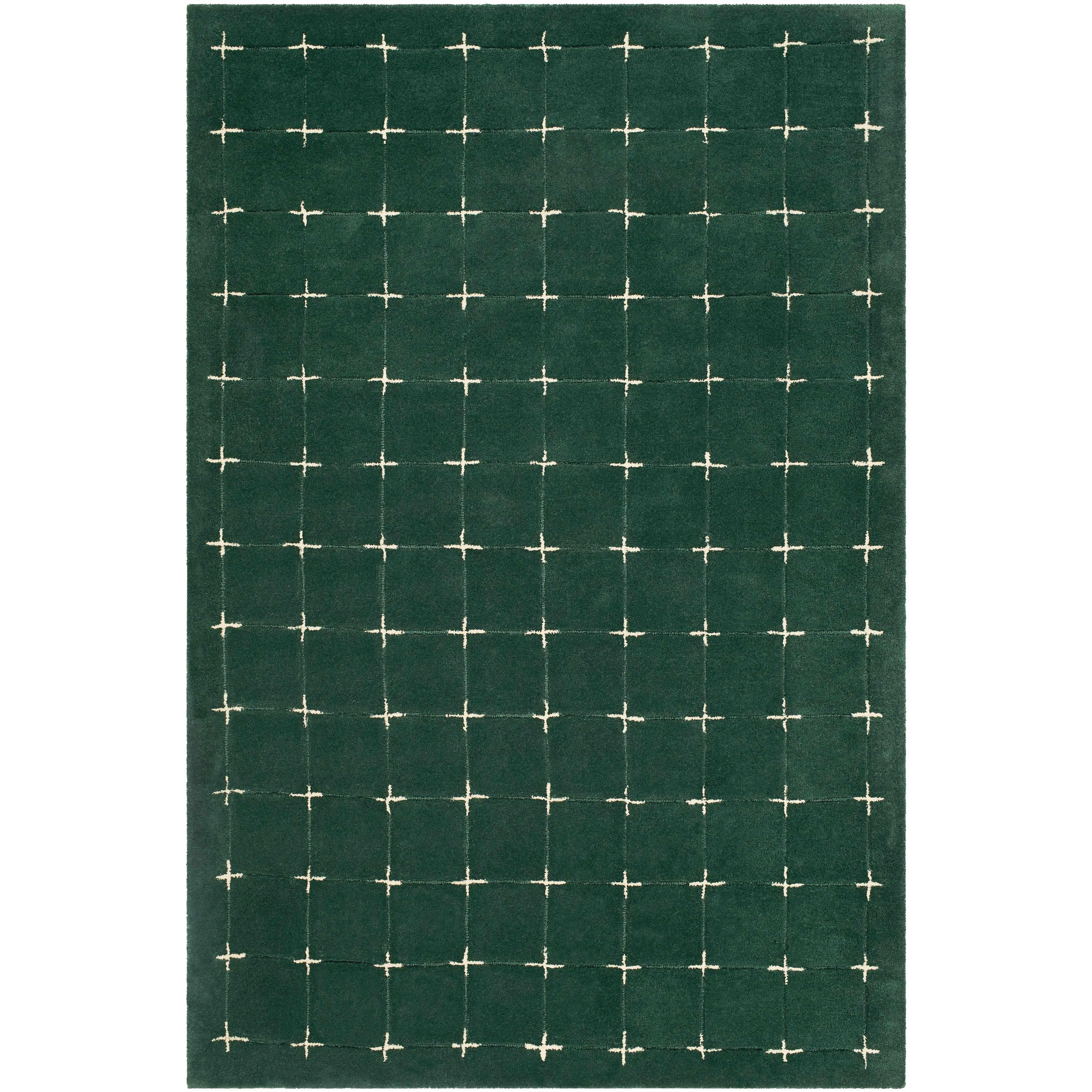 Sanvi Green Tufted Hand Tufted Wool Area Rug