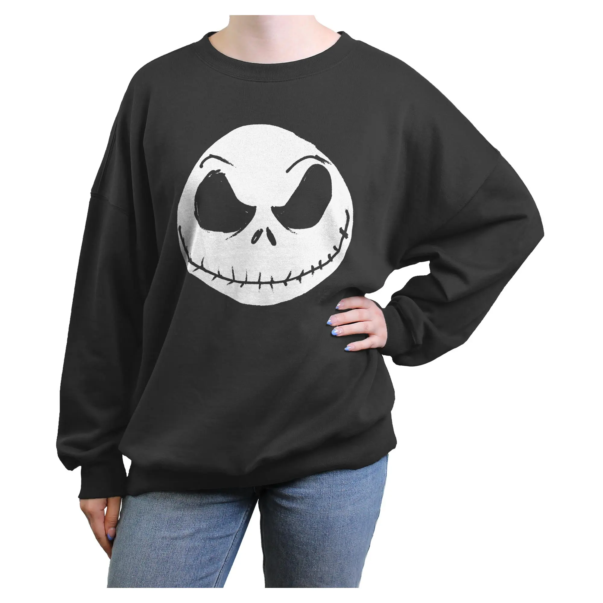 The Nightmare Before Christmas Halloween Jack Skellington Big Face Juniors Sweatshirt