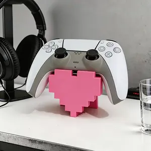 1pc Vintage Heart-Shaped Game Controller Display Stand for PS5/4 - Stable Base to Prevent Drops, Pixel Art Style Desktop Shelf Decoration, Compatible with Modern Gaming Spaces, Perfect Companion for Gaming Enthusiasts (Stand Only)