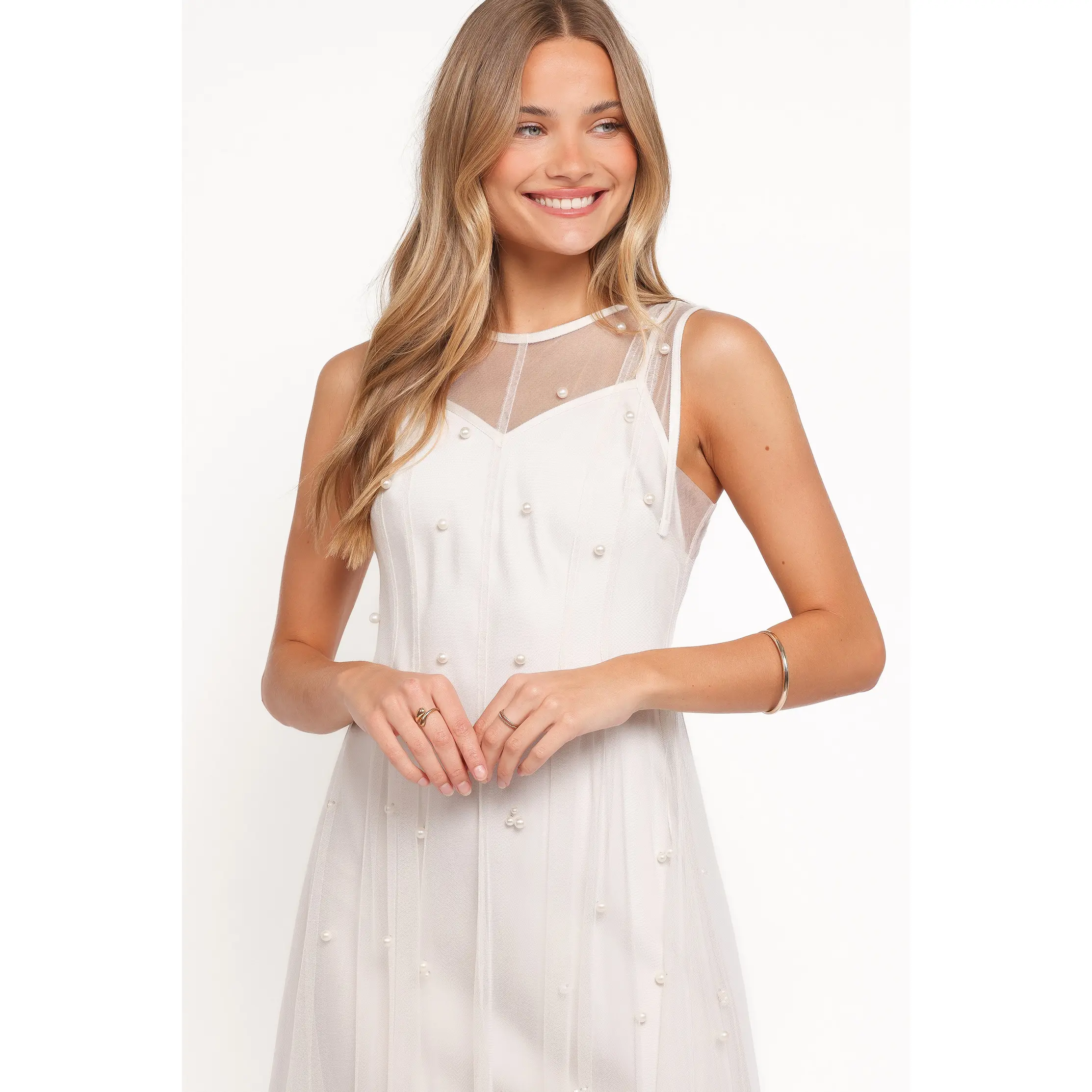 Yulia Pearl Midi Dress - Ecru - TikTok Shop