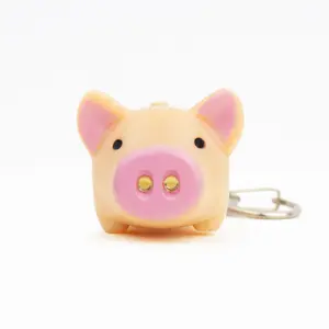 Cute Pig Keychain Flashlight Accessory Plastic with LED Light