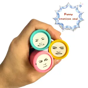 Set of 3 Fun Expression Stamps, Creative Round Press-On Stamps, Facial Expressions, Student Entertainment, Back-To-School Essential