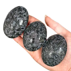 Indigo Gabbro Palm Stone Large, Mystic Merlinite Gemstone, Grounding and Protection,  Root Chakra and Third Eye Chakra Healing