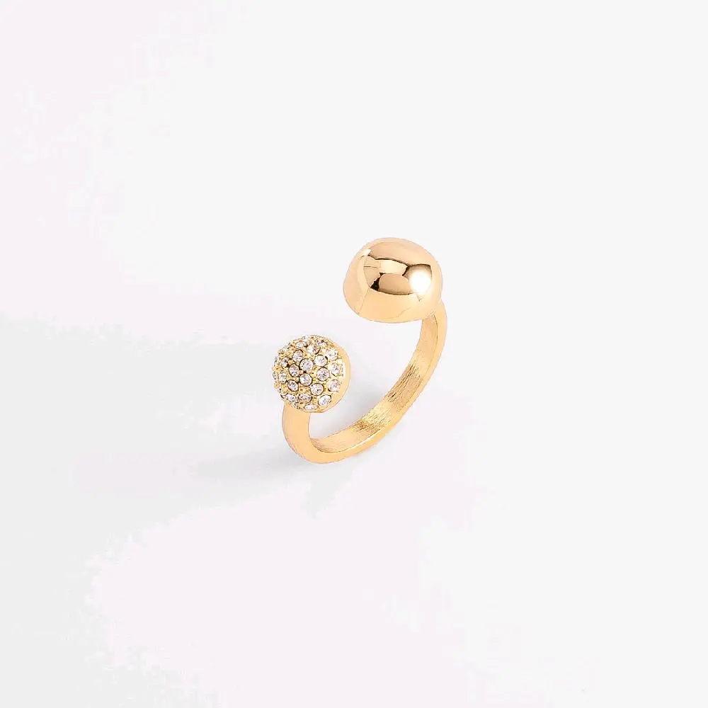 4 layers 18k gold plated open ring polished and brilliant sphere design